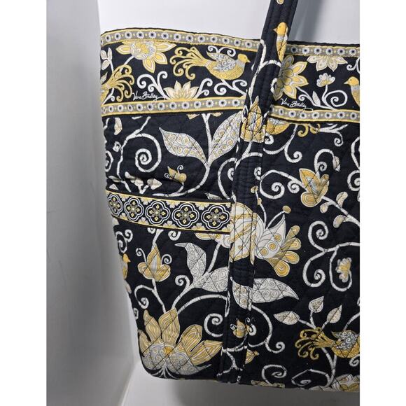 Vera Bradley X Large Tote Bag & Snap Card/ID Wallet Yellow Bird Black/Yellow - Picture 2 of 14